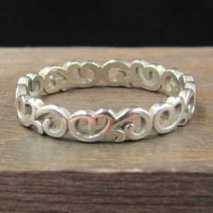 Size 9.75 Sterling Silver Unique Design Swirling Band Ring